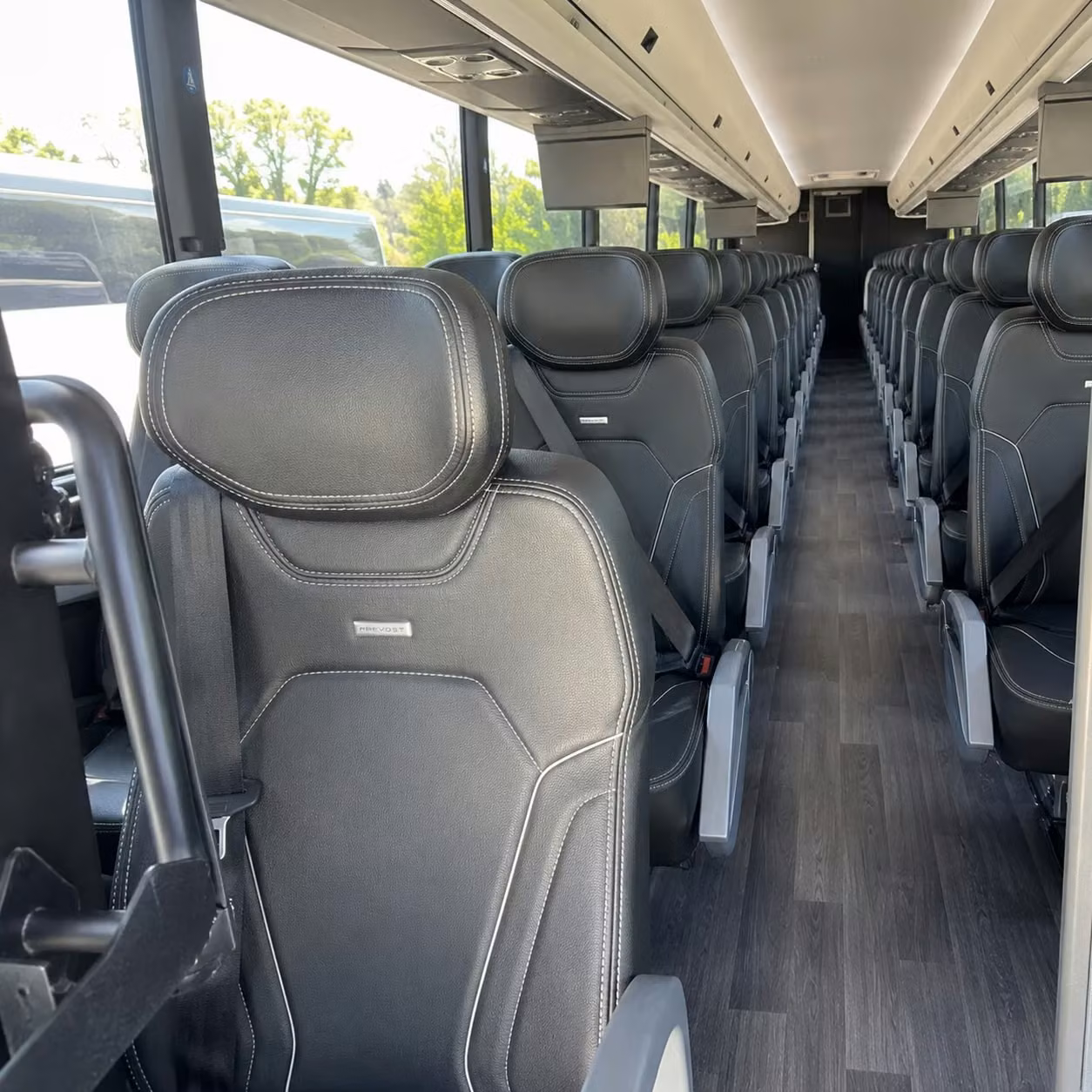 56 passenger charter bus inside